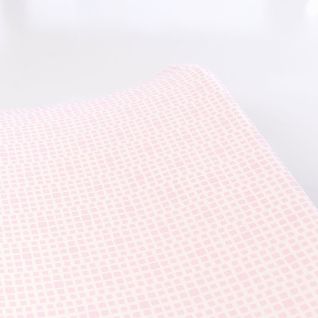 Tea Parties One Day - Changing Pad Cover - Pink Geometric Squares on Ivory - Olli+Lime